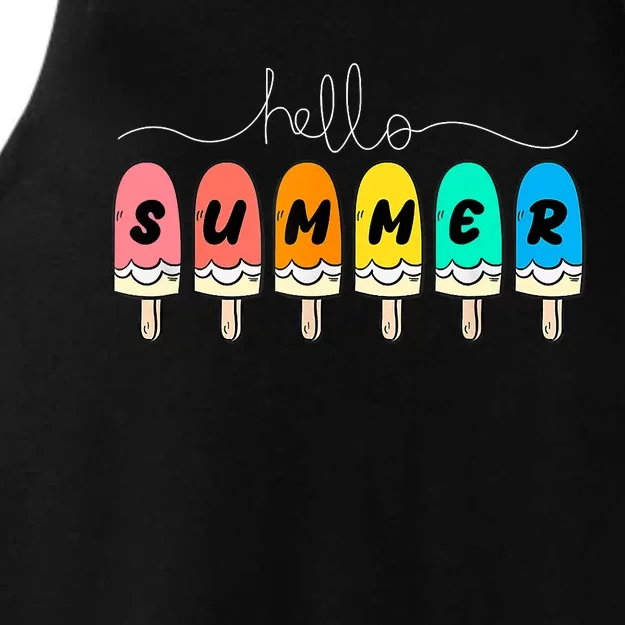 Hello Summer Vacation Ice Cream Ladies Tri-Blend Wicking Tank