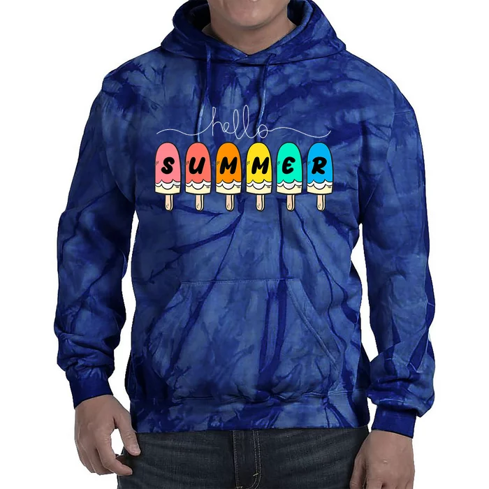 Hello Summer Vacation Ice Cream Tie Dye Hoodie