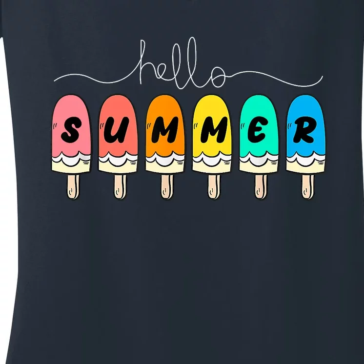 Hello Summer Vacation Ice Cream Women's V-Neck T-Shirt