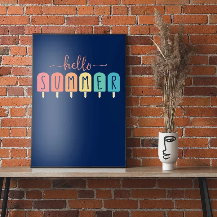 Hello Summer Vacation Ice Cream Popsicle Ice Lolly Gift Poster