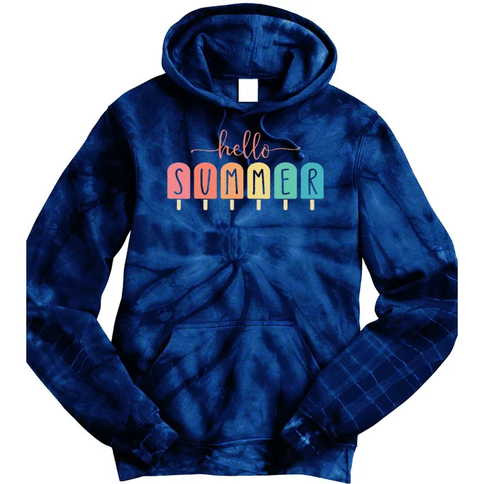 Hello Summer Vacation Ice Cream Popsicle Ice Lolly Gift Tie Dye Hoodie