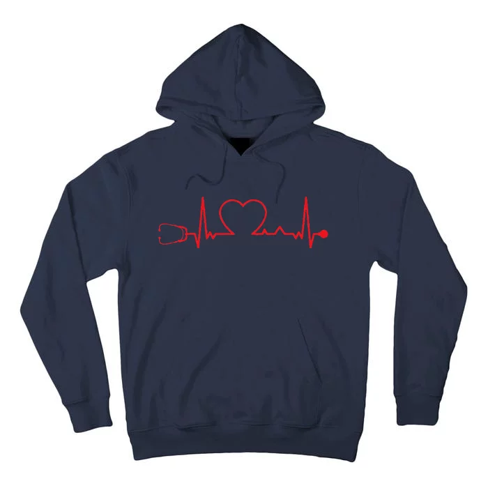 Heartbeat Stethoscope Valentines Day Nurse Medical Apparel Tall Hoodie