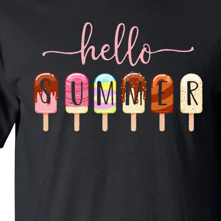 Hello Summer Vacation Ice Cream Popsicle Ice Lolly Tall T-Shirt