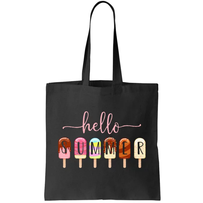 Hello Summer Vacation Ice Cream Popsicle Ice Lolly Tote Bag