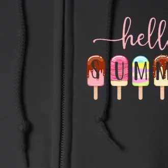 Hello Summer Vacation Ice Cream Popsicle Ice Lolly Full Zip Hoodie