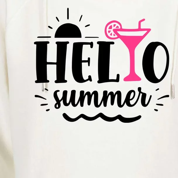 Hello Summer Vacation Fun Womens Funnel Neck Pullover Hood