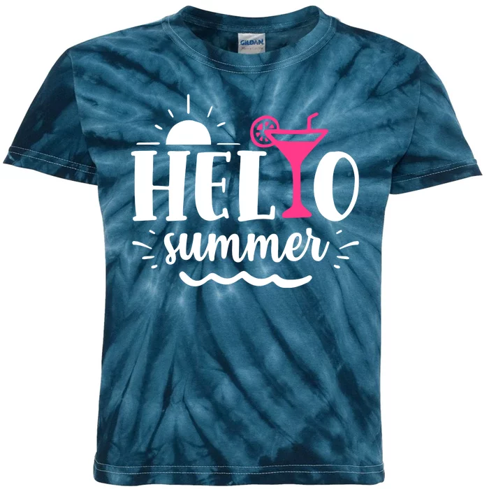 Hello Summer Vacation Fun Kids Tie-Dye T-Shirt