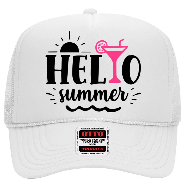 Hello Summer Vacation Fun High Crown Mesh Trucker Hat