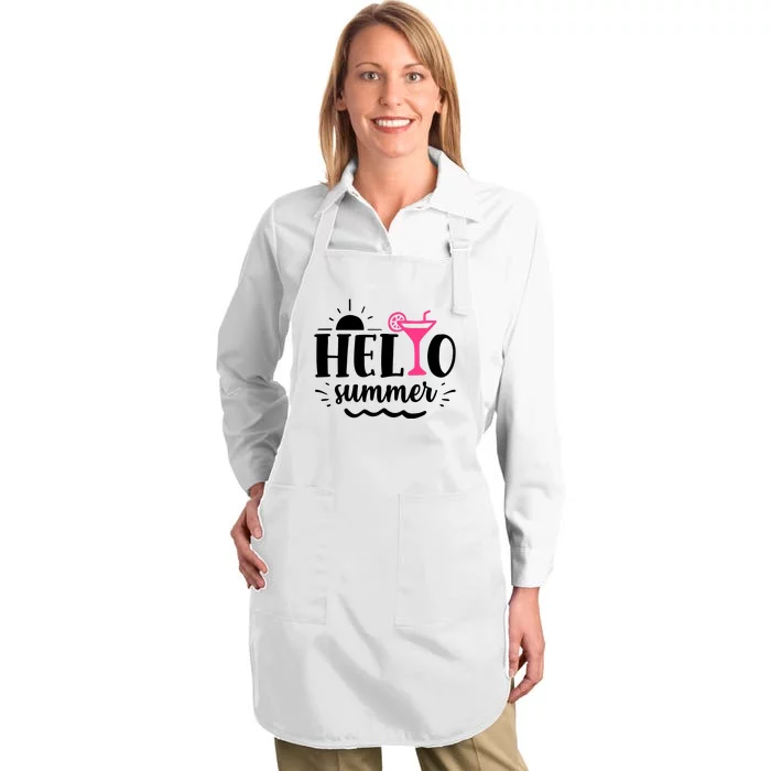 Hello Summer Vacation Fun Full-Length Apron With Pocket