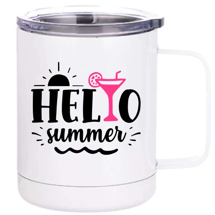 Hello Summer Vacation Fun Front & Back 12oz Stainless Steel Tumbler Cup