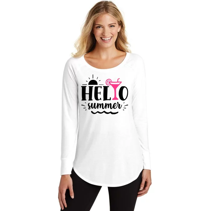 Hello Summer Vacation Fun Women's Perfect Tri Tunic Long Sleeve Shirt