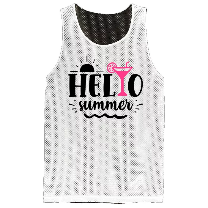 Hello Summer Vacation Fun Mesh Reversible Basketball Jersey Tank