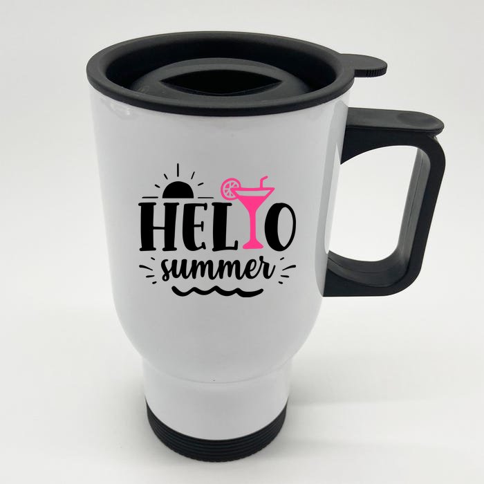 Hello Summer Vacation Fun Front & Back Stainless Steel Travel Mug