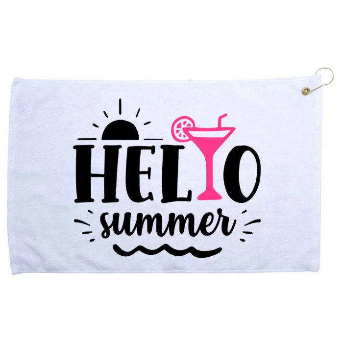 Hello Summer Vacation Fun Grommeted Golf Towel