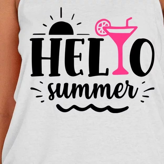 Hello Summer Vacation Fun Women's Knotted Racerback Tank