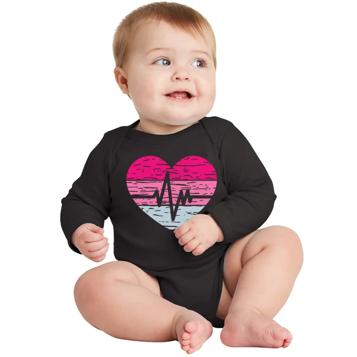 Heart Stethoscope Valentines Day Love Nursing Baby Long Sleeve Bodysuit