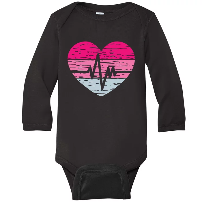 Heart Stethoscope Valentines Day Love Nursing Baby Long Sleeve Bodysuit