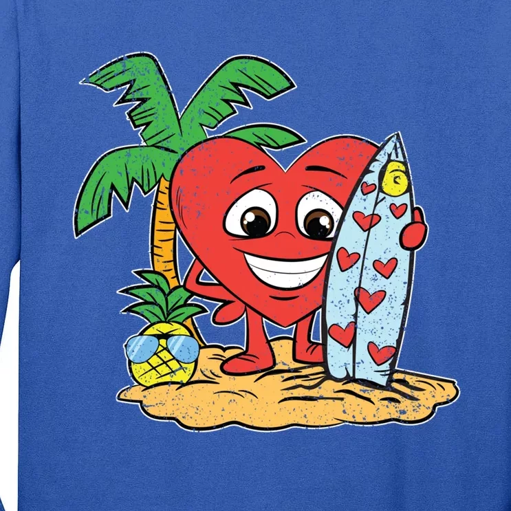 Heart Surfer Valentines Day Cool Surfing Love Ocean Gift Tall Long Sleeve T-Shirt