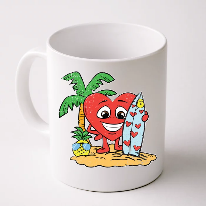 Heart Surfer Valentines Day Cool Surfing Love Ocean Gift Front & Back Coffee Mug