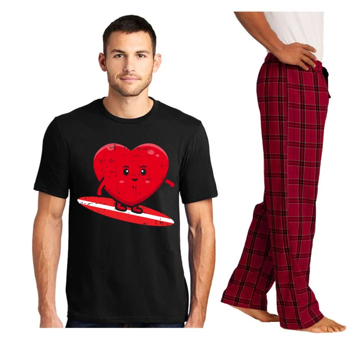 Heart Surfing Valentines Day Cute Surf Board Surfer Gift Pajama Set