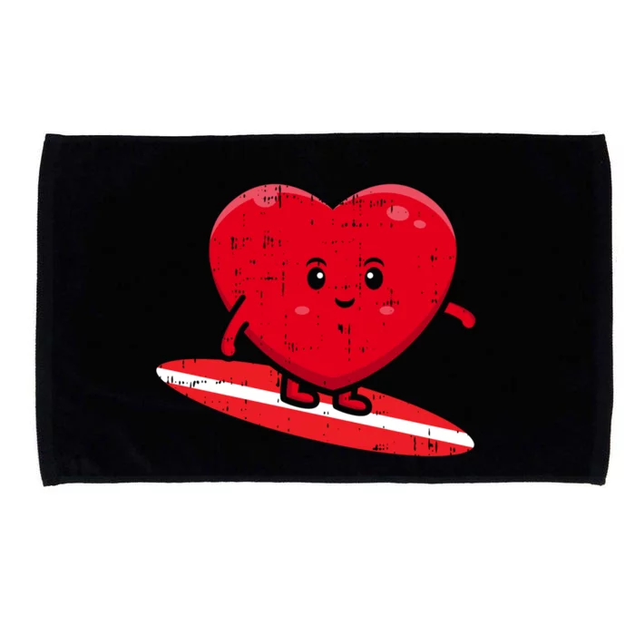 Heart Surfing Valentines Day Cute Surf Board Surfer Gift Microfiber Hand Towel