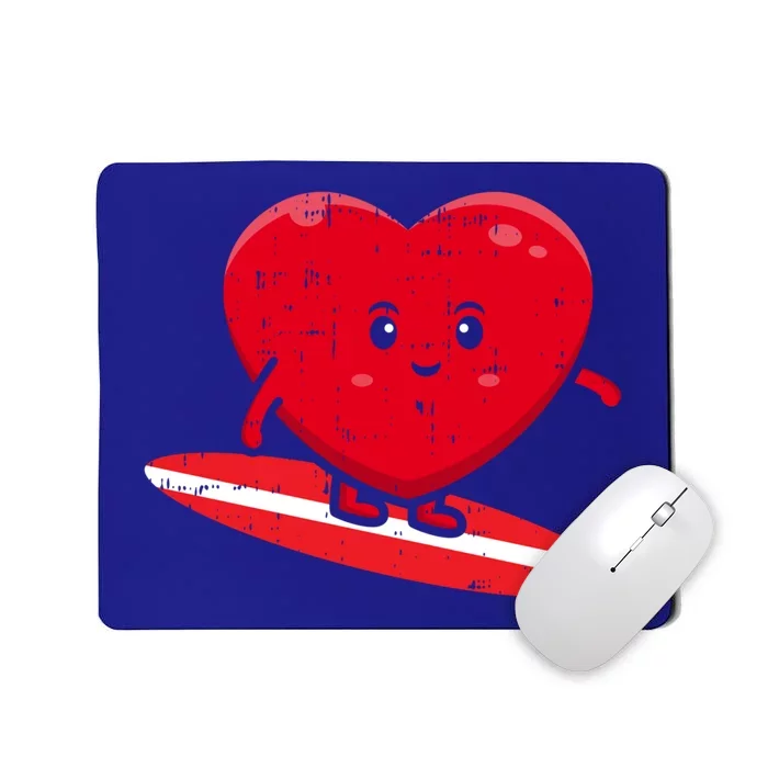 Heart Surfing Valentines Day Cute Surf Board Surfer Gift Mousepad