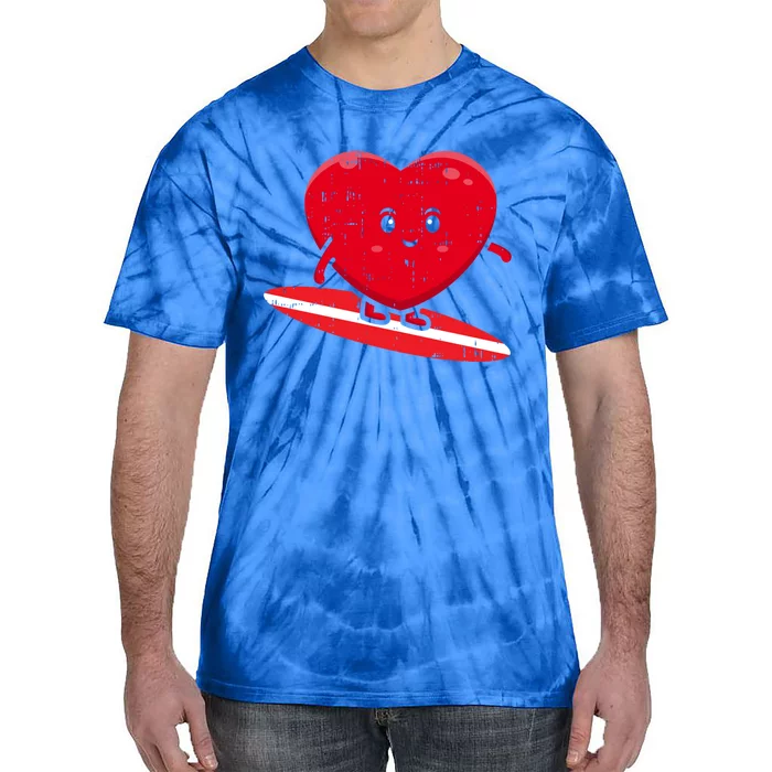 Heart Surfing Valentines Day Cute Surf Board Surfer Gift Tie-Dye T-Shirt