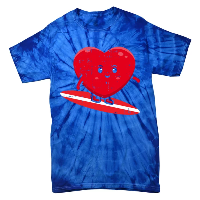 Heart Surfing Valentines Day Cute Surf Board Surfer Gift Tie-Dye T-Shirt