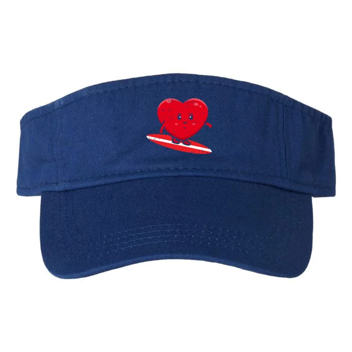 Heart Surfing Valentines Day Cute Surf Board Surfer Gift Valucap Bio-Washed Visor