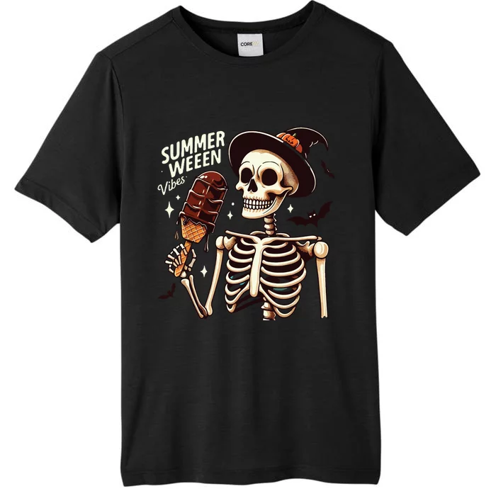 Happy Summerween Vibes Skeleton Ice Cream Summer Halloween ChromaSoft Performance T-Shirt