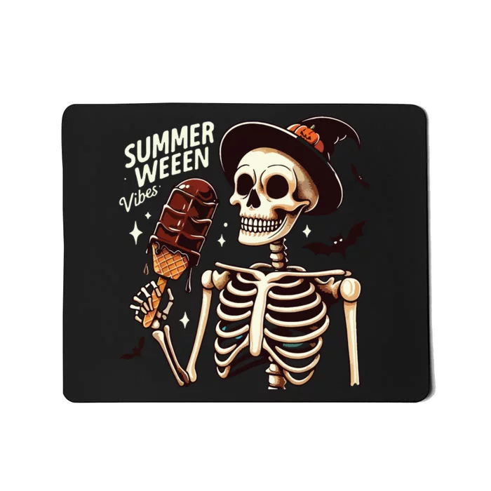 Happy Summerween Vibes Skeleton Ice Cream Summer Halloween Mousepad