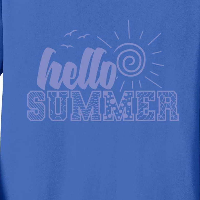 Hello Summer Vacation By The Sea Gift Kids Long Sleeve Shirt