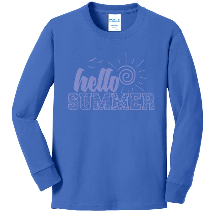 Hello Summer Vacation By The Sea Gift Kids Long Sleeve Shirt