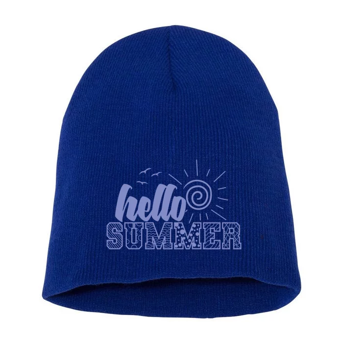 Hello Summer Vacation By The Sea Gift Short Acrylic Beanie