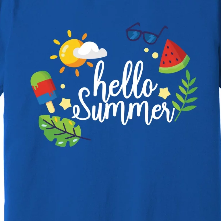 Hello Summer Vacation Holiday Island Travel Beach Sea Ocean Meaningful Gift Premium T-Shirt