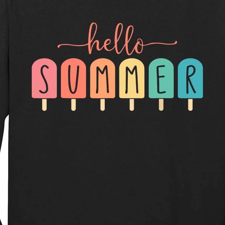 Hello Summer Vacation Ice Cream Popsicle Ice Lolly Gift Long Sleeve Shirt