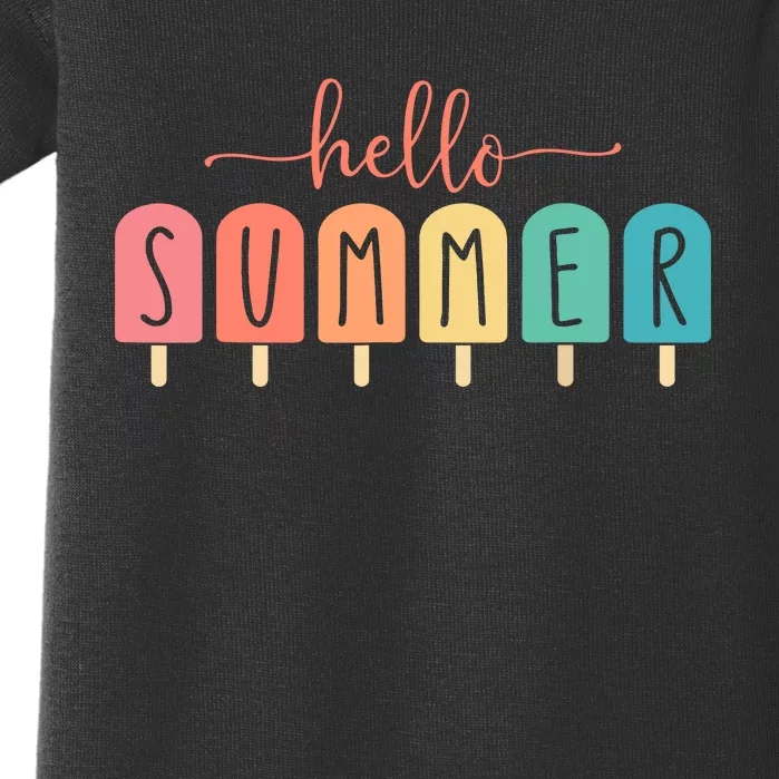 Hello Summer Vacation Ice Cream Popsicle Ice Lolly Gift Baby Bodysuit