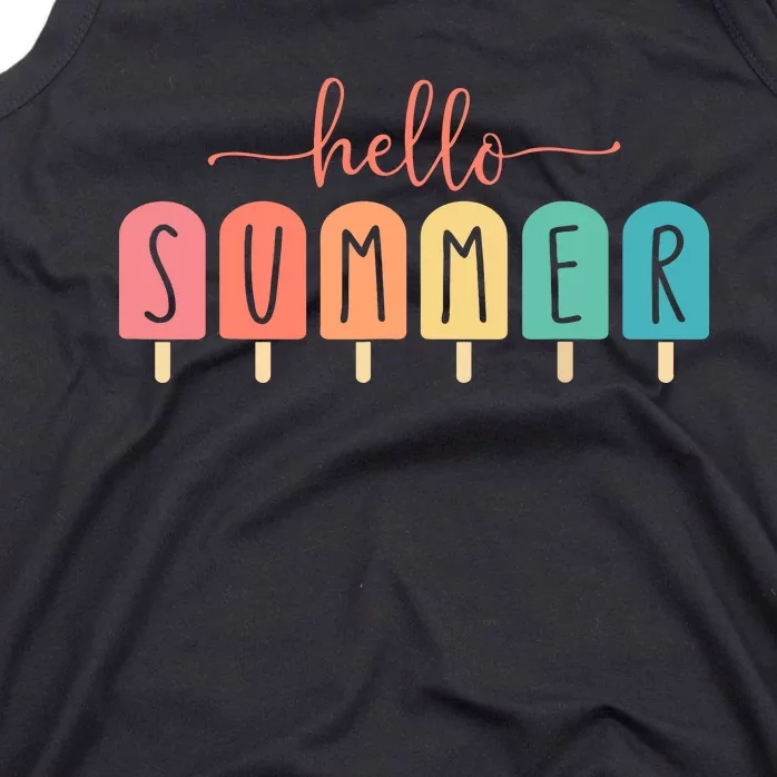 Hello Summer Vacation Ice Cream Popsicle Ice Lolly Gift Tank Top