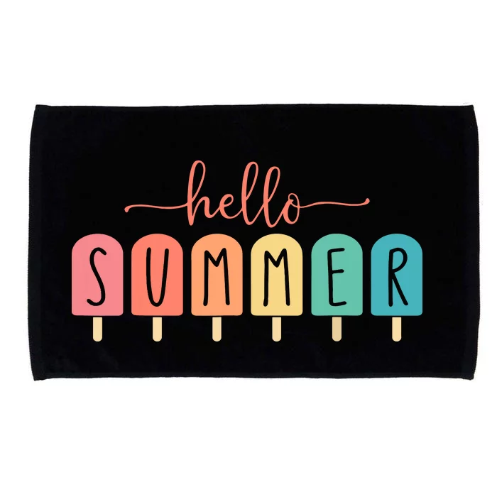 Hello Summer Vacation Ice Cream Popsicle Ice Lolly Gift Microfiber Hand Towel