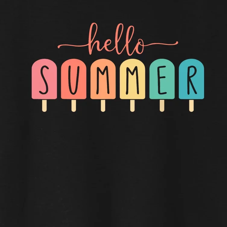 Hello Summer Vacation Ice Cream Popsicle Ice Lolly Gift Women's Crop Top Tee