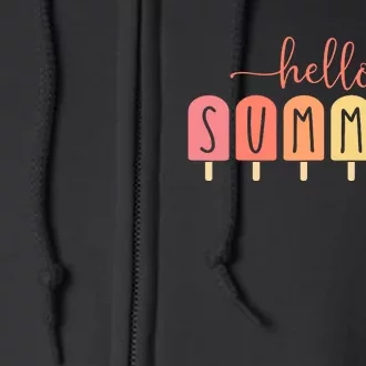 Hello Summer Vacation Ice Cream Popsicle Ice Lolly Gift Full Zip Hoodie