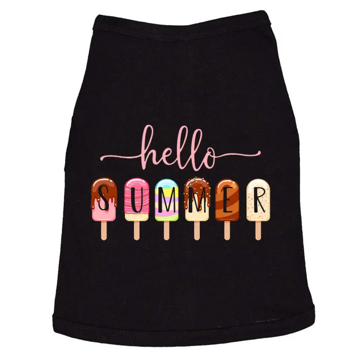 Hello Summer Vacation Ice Cream Popsicle Ice Lolly Doggie Tank