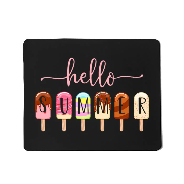 Hello Summer Vacation Ice Cream Popsicle Ice Lolly Mousepad