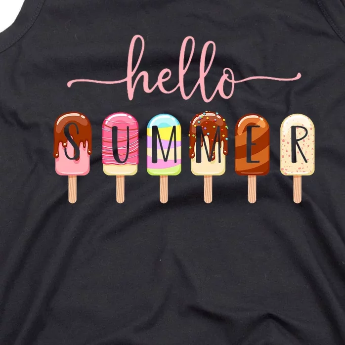 Hello Summer Vacation Ice Cream Popsicle Ice Lolly Tank Top