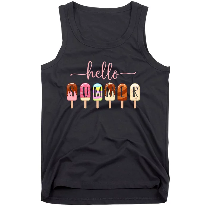 Hello Summer Vacation Ice Cream Popsicle Ice Lolly Tank Top