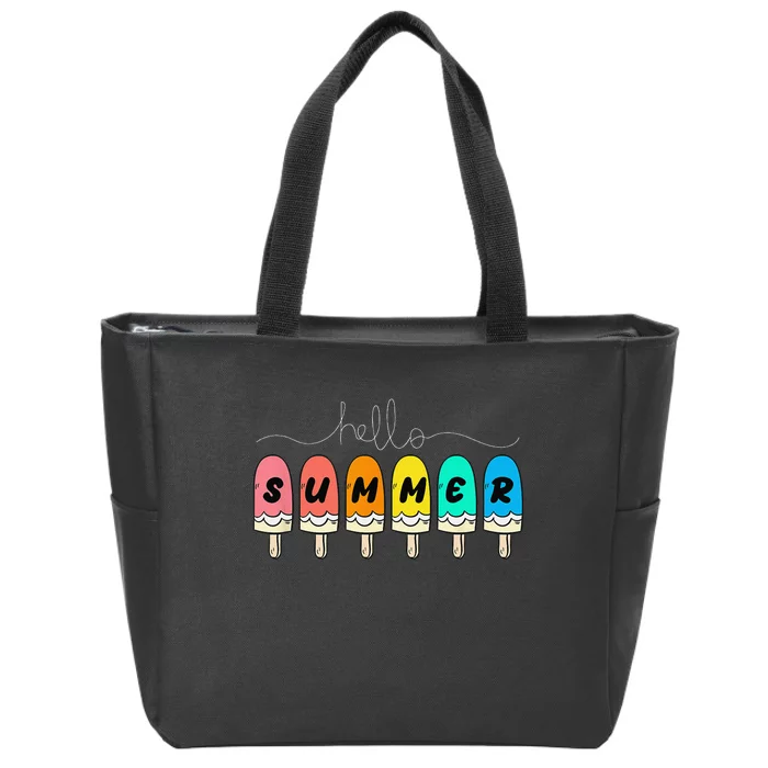 Hello Summer Vacation Ice Cream Zip Tote Bag