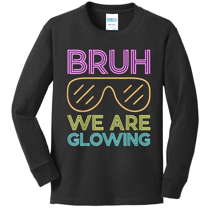 Hello Summer Vacation Trips Bruh We Are Glowing Sunglasses Gift Kids Long Sleeve Shirt