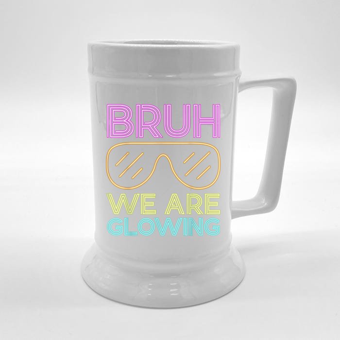 Hello Summer Vacation Trips Bruh We Are Glowing Sunglasses Gift Front & Back Beer Stein