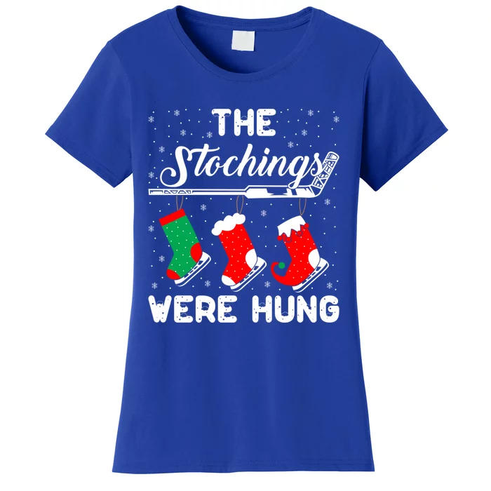 Hockey Sticks Were Hung Santa Ice Hockey Game Lover Xmas Meaningful Gift Women's T-Shirt