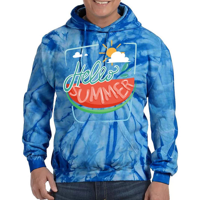 Hello Summer Watermelon Sunshine Tie Dye Hoodie